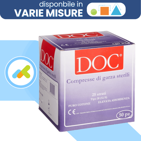 DOC Compresse di Garza Sterili | Monouso in Puro Cotone Idrofilo