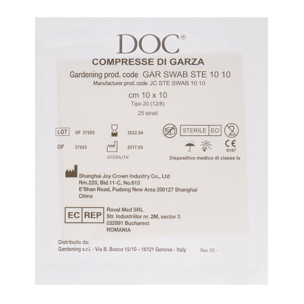 DOC Compresse di Garza Sterili | Monouso in Puro Cotone Idrofilo