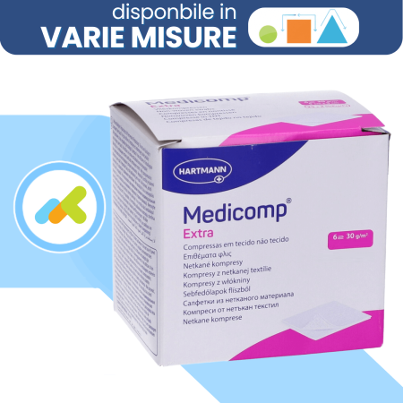 Medicomp Extra | Compresse di Garza Sterile in TNT | Assorbimento e Protezione | 50 Pezzi