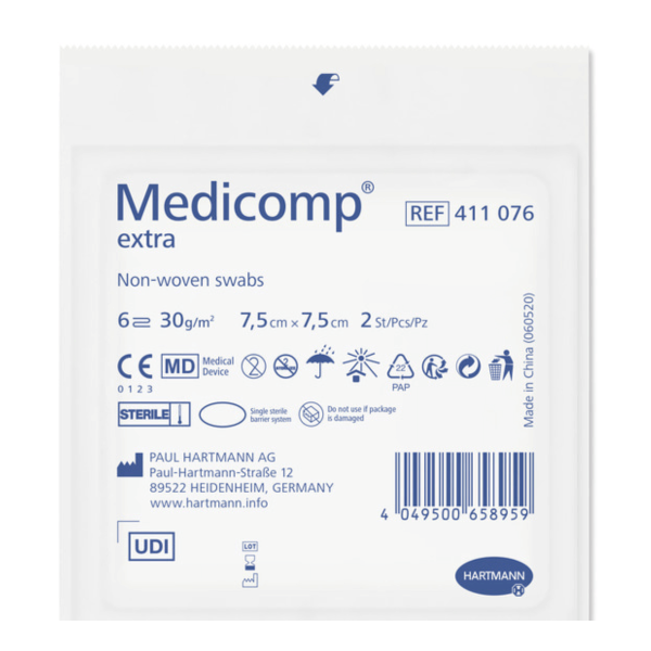 Medicomp Extra | Compresse di Garza Sterile in TNT | Assorbimento e Protezione | 50 Pezzi