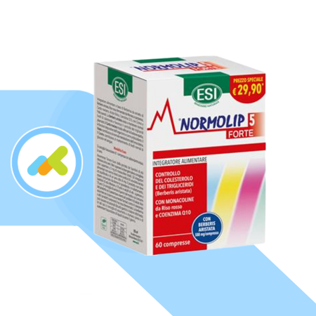 Esi Normolip 5 Forte | Integratore Alimentare | Controllo del Colesterolo e Trigliceridi | 60 compresse