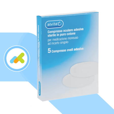 Alvita Compressa Oculare | Adesiva e Sterile in Puro Cotone | 5 Pezzi