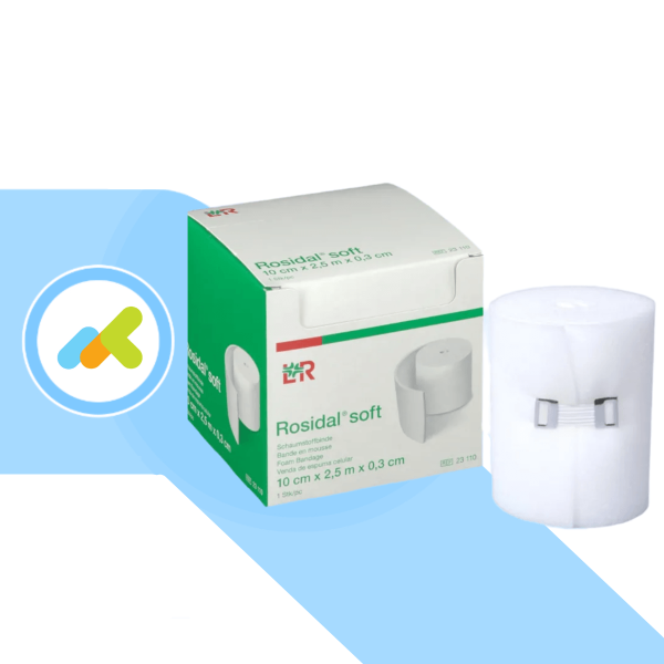 Rosidal Soft 10cm x 2,5m x 0,3cm | Benda in Schiuma di Poliuretano per Bendaggi Compressivi
