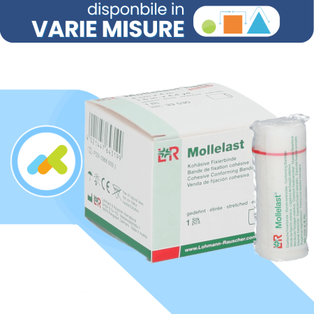 Mollelast Benda Elastica di Fissaggio Traspirante per Medicazioni e Compressione Leggera