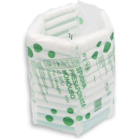 Spugna presaponata monouso | Igiene e Lavaggio Pazienti | 50 pezzi