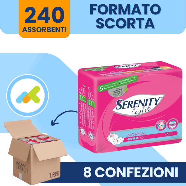Serenity Light Lady Normal | Assorbente Femminile Per Incontinenza Leggera | 30 Pezzi