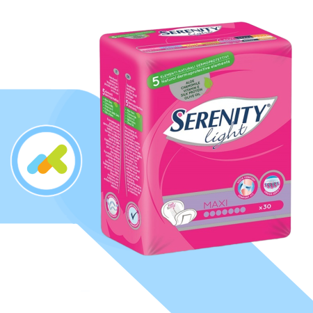 Serenity Light Lady Maxi | Assorbente Anatomico | Sicurezza e Comfort contro l'Incontinenza | 30 pezzi