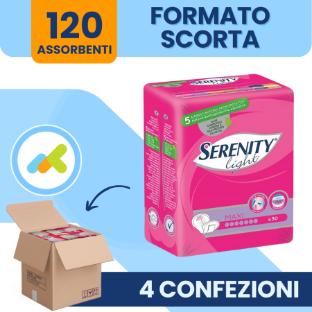 Serenity Light Lady Maxi | Assorbente Anatomico | Sicurezza e Comfort contro l'Incontinenza | 30 pezzi 2