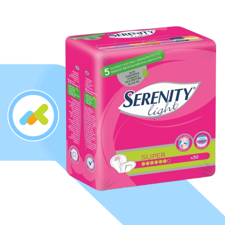 Serenity Light Lady Super | Assorbente Femminili | Ideali per l'Incontinenza | 30 pezzi