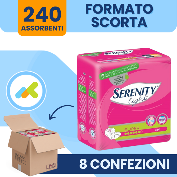 Serenity Light Lady Super | Assorbente Femminili | Ideali Per L'incontinenza | 30 Pezzi