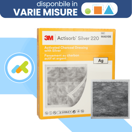Actisorb Silver 220 | Medicazione in Carbone Attivo con Argento | per Ferite Infette | 1 pezzo