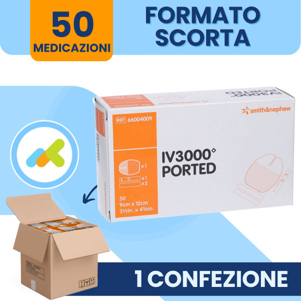 IV3000 Medicazione Trasparente Idroreattiva per Fissaggio Cateteri 9x12 cm | 1 Pezzo