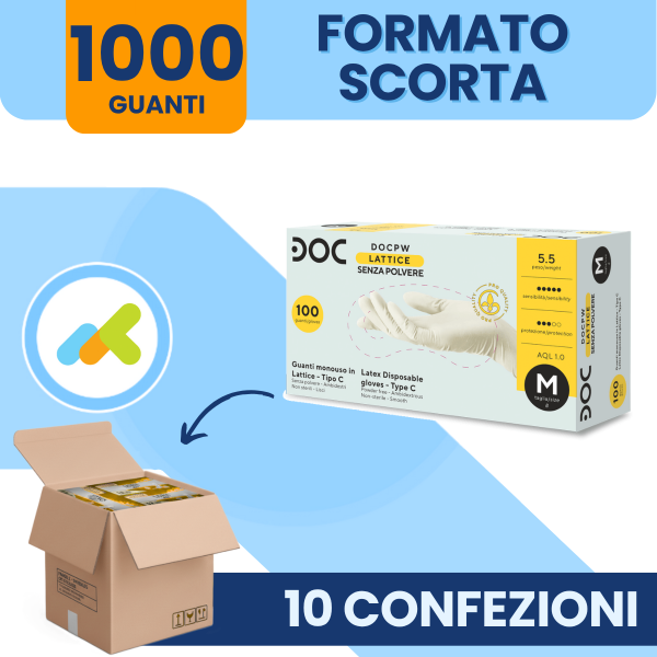 Doc Guanti Da Esame In Lattice | Monouso E Senza Polvere | Alta Protezione | 100 Pezzi