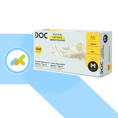 DOC Guanti da Esame in Lattice | Monouso e Senza Polvere | Alta Protezione | 100 pezzi