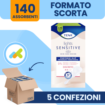 Tena Lights Sensitive Discreto | Proteggi-slip Femminili | Efficaci per Piccole Perdite Urinarie | 140 pezzi 2