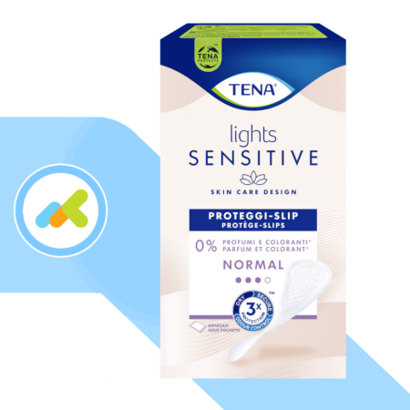 Tena Lights Sensitive Normal| Proteggi-slip Femminili | Efficaci per Piccole Perdite Urinarie | Pelli Sensibili | 22 pezzi