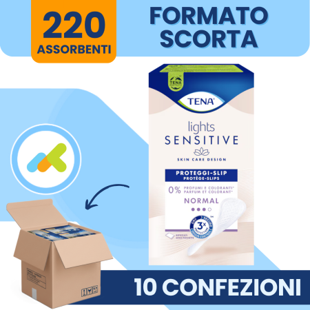 Tena Lights Sensitive Normal| Proteggi-slip Femminili | Efficaci per Piccole Perdite Urinarie | Pelli Sensibili | 220 pezzi 2