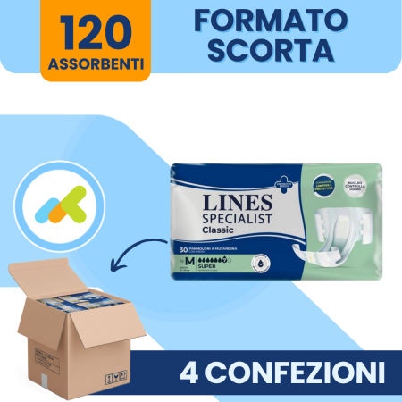 Lines Specialist Classic Super Pannolone a Mutandina| Incontinenza Grave | 30 pezzi M