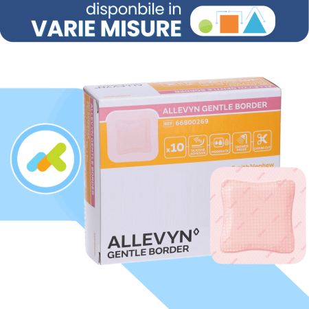 Allevyn Gentle Border | Medicazione con Adesivo in Gel | Progettata per Cute Fragile e Sensibile | 1 pezzo