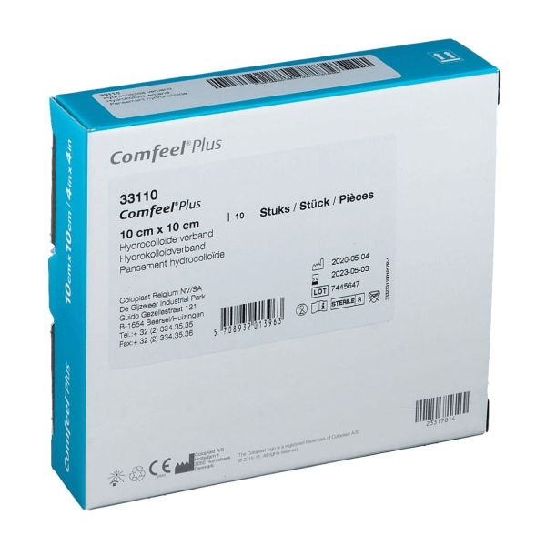 Comfeel Plus 10x10 | Medicazione Idrocolloidale con Alginato | per Lesioni Cutanee | 10 pezzi