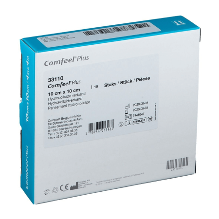 Comfeel Plus 10x10 | Medicazione Idrocolloidale con Alginato | per Lesioni Cutanee | 10 pezzi