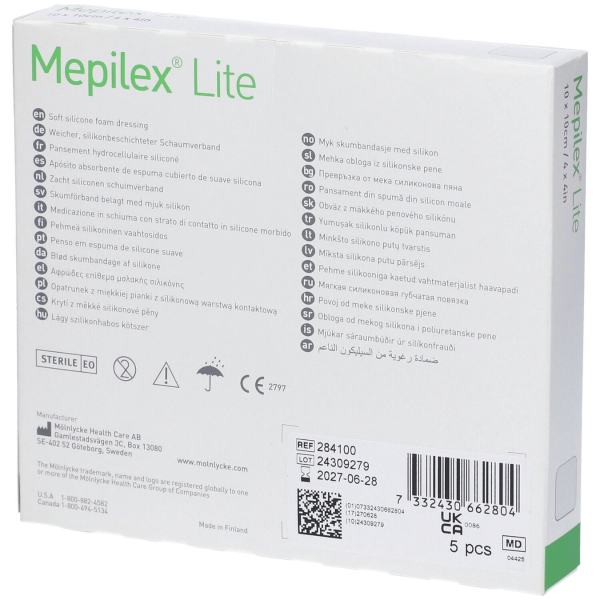 Mepilex Lite | Medicazione in Schiuma Sottile | Gestione Ferite Croniche | 5 pezzi