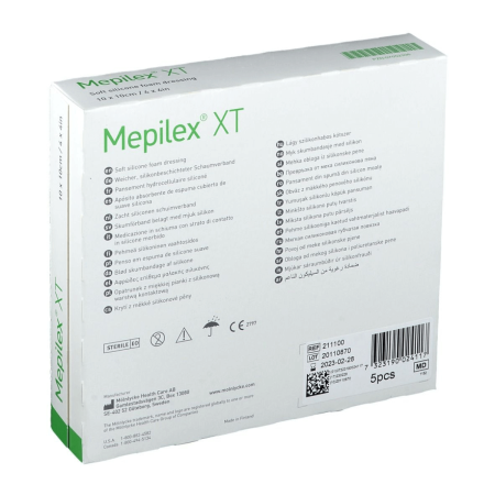 Mepilex Xt 10x10 | Medicazione Assorbente in Schiuma | per Lesioni Acute e Croniche | 5 pezzi