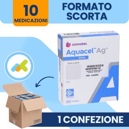 Aquacel Ag+ Extra | Medicazione Antimicrobica con Argento | 1 pezzo