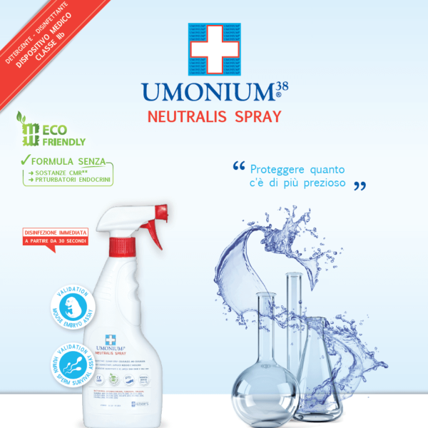 UMONIUM38 NEUTRALIS Spray 500ml | Disinfettante Professionale per Dispositivi Medici e Superfici Sanitarie