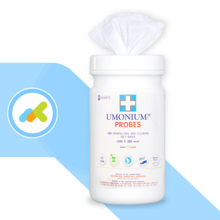 UMONIUM38 Probes | Salviette Disinfettanti per Ecografi e Sonde Endocavitarie | 100 Pezzi