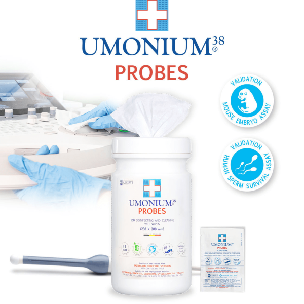 UMONIUM38 Probes | Salviette Disinfettanti per Ecografi e Sonde Endocavitarie | 100 Pezzi