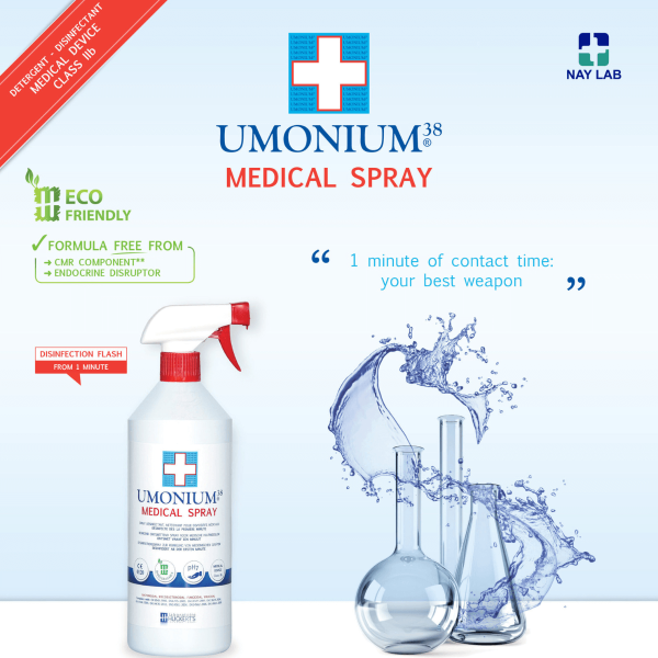 UMONIUM38 Medical Spray | Disinfettante per Dispositivi Medici | Senza Sostanze Cancerogene | 1 Litro