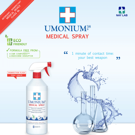 UMONIUM38 Medical Spray | Disinfettante per Dispositivi Medici | Senza Sostanze Cancerogene | 1 Litro