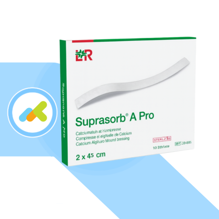 Suprasorb A Pro A Nastro | Medicazione rinforzata in alginato di calcio | 5 pezzi | 2 x 45 cm