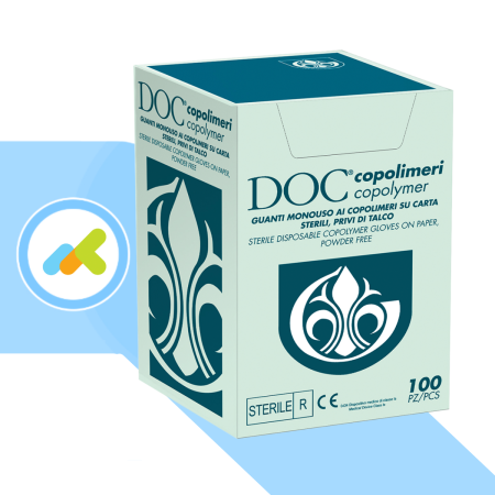 DOC Guanti ai Copolimeri su Carta | Monouso Sterili e Senza Talco | 100 pezzi