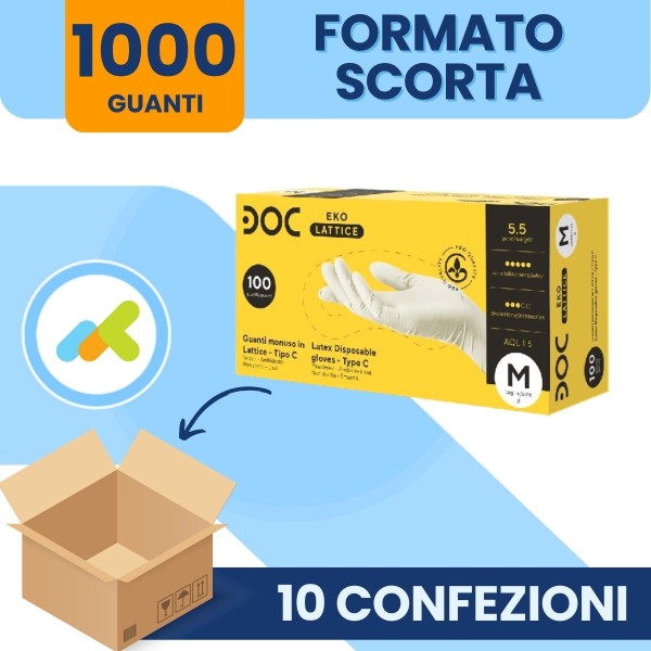 Guanti In Lattice Eko Finemente Talcati Alta Protezione Monouso Cf 100 Pz