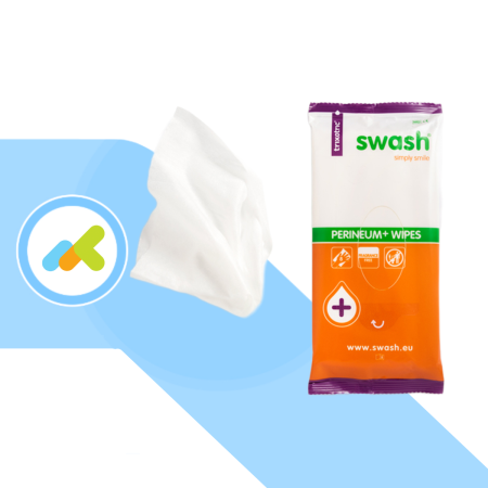 Swash Perineum Plus Wipes | 4-in-1 | Confezione da 8 salviette | K04540-8 |Con Acido Ialuronico e Idrogel
