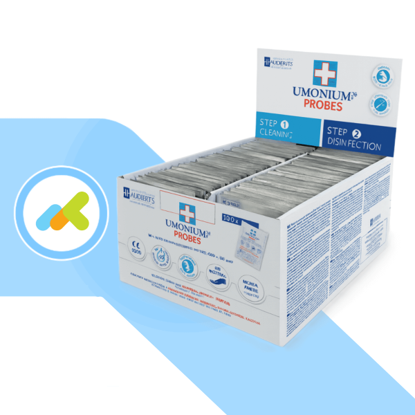 UMONIUM38 Probes | Salviette Disinfettanti per Ecografi e Sonde Endocavitarie | Dispenser 2x50 pezzi