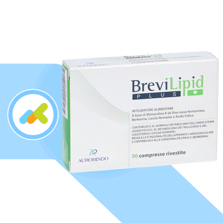 Brevilipid Plus | Integratore per Controllo Colesterolo | con Monacolina K e Coenzima Q10 | 30 compresse