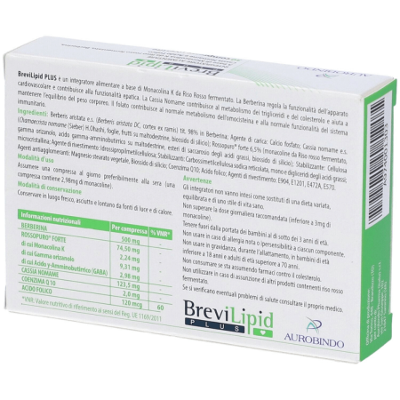 Brevilipid Plus | Integratore per Controllo Colesterolo | con Monacolina K e Coenzima Q10 | 30 compresse 2