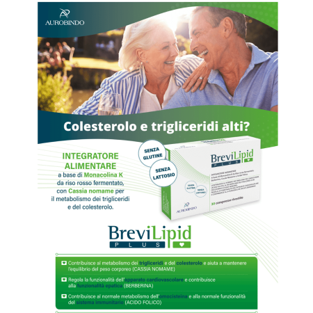 Brevilipid Plus | Integratore per Controllo Colesterolo | con Monacolina K e Coenzima Q10 | 30 compresse