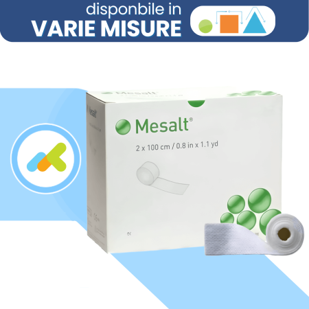 Mesalt nastro 2x100 | Medicazione con Cloruro di Sodio per Ferite Infette e Lesioni Cavitarie | 1 Pezzo