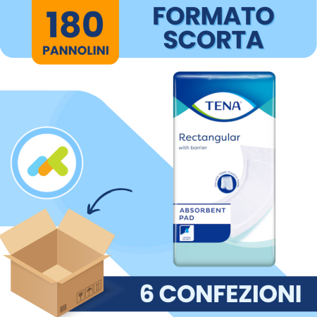 Tena Pannolone Rettangolare con Barriera | Assorbente | 30 pezzi