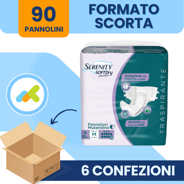 Serenity Maxi |pannolone A Mutandina | Softdry Sensitive | Alta Assorbenza | 15 Pezzi