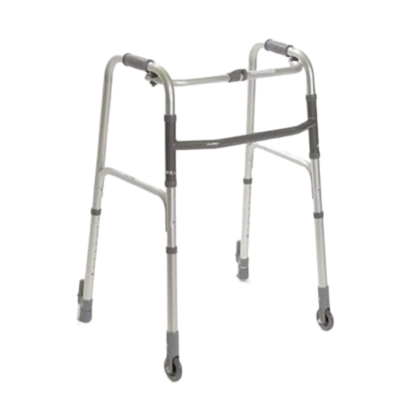 Deambulatore pieghevole con 2 ruote e 2 puntali con sistema autobloccante Moretti