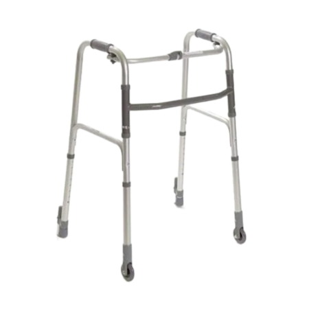 Deambulatore pieghevole con 2 ruote e 2 puntali con sistema autobloccante Moretti