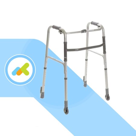 Deambulatore pieghevole con 2 ruote e 2 puntali con sistema autobloccante Moretti