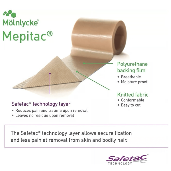 Mepitac medicazione di fissaggio in silicone morbido 2cm x 3m