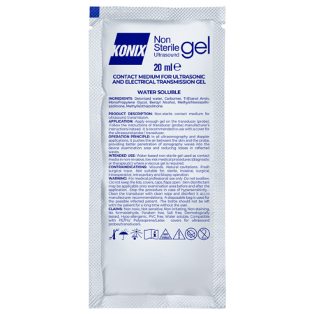 Konix Gel Sterile per Ultrasuoni | Alta Conduttività per Diagnostica Ecografica | 1 bustina da 20ml 2