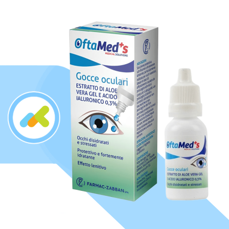Oftamed's Gocce Oculari con Aloe Vera Gel e Acido Ialuronico | Soluzione Idratante per Occhi Secchi e Stanchi | 10ml